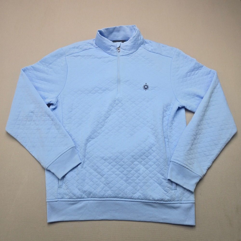 RLX Ralph Lauren Pullover Quilted 1/4 Zip Sweatshirt Blue Men L Golf Layering